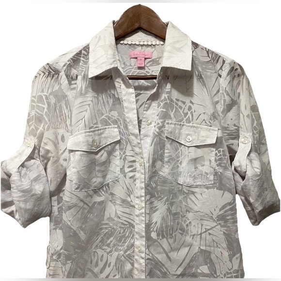 Lilly Pulitzer Women’s Small Sheer White Shirt Dress Button Cover Up *READ* - Picture 3 of 8